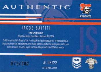 2023 NRL Traders Titanium - Authentics Initials #AI08 Jacob Saifiti Back
